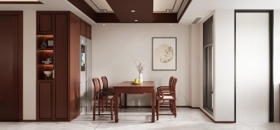 新中式家装餐厅3D模型下载